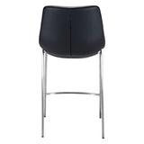 Set of Two 26" Black And Silver Steel Low Back Counter Height Bar Chairs - Homeroots - Flyclothing LLC