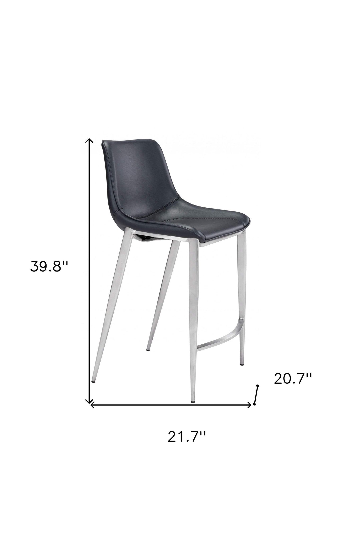 Set of Two 26" Black And Silver Steel Low Back Counter Height Bar Chairs - Homeroots - Flyclothing LLC