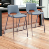 Set of Two 26" Gray And Brown Steel Low Back Counter Height Bar Chairs - Homeroots