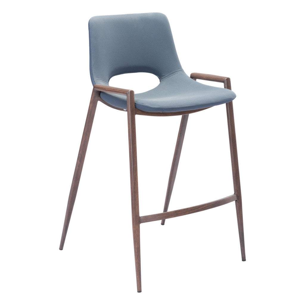 Set of Two 26" Gray And Brown Steel Low Back Counter Height Bar Chairs - Homeroots - Flyclothing LLC