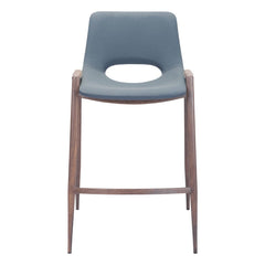 Set of Two 26" Gray And Brown Steel Low Back Counter Height Bar Chairs
