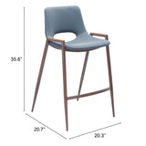 Set of Two 26" Gray And Brown Steel Low Back Counter Height Bar Chairs - Homeroots - Flyclothing LLC