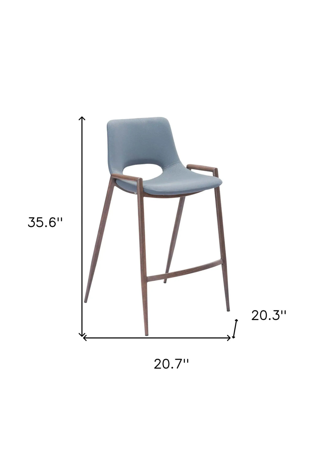 Set of Two 26" Gray And Brown Steel Low Back Counter Height Bar Chairs - Homeroots - Flyclothing LLC