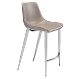 Set of Two 26" Gray And Silver Steel Low Back Counter Height Bar Chairs - Homeroots - Flyclothing LLC