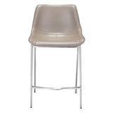 Set of Two 26" Gray And Silver Steel Low Back Counter Height Bar Chairs - Homeroots - Flyclothing LLC