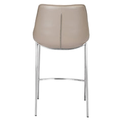 Set of Two 26" Gray And Silver Steel Low Back Counter Height Bar Chairs
