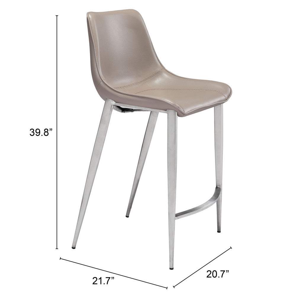 Set of Two 26" Gray And Silver Steel Low Back Counter Height Bar Chairs - Homeroots - Flyclothing LLC