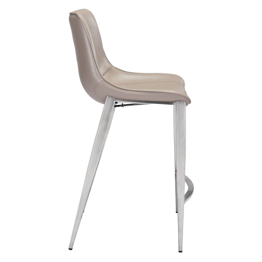 Set of Two 26" Gray And Silver Steel Low Back Counter Height Bar Chairs - Homeroots - Flyclothing LLC