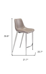 Set of Two 26" Gray And Silver Steel Low Back Counter Height Bar Chairs - Homeroots - Flyclothing LLC