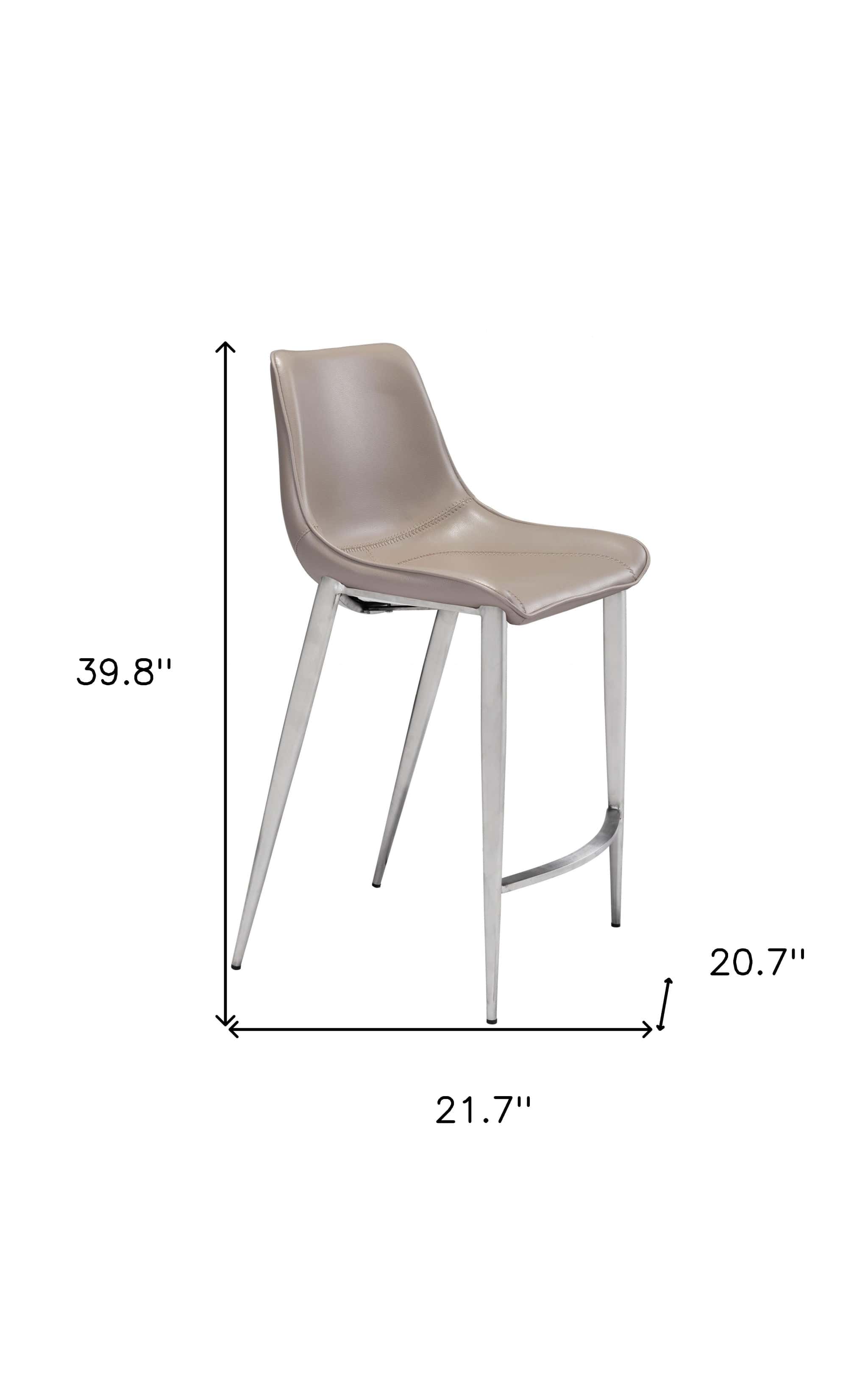 Set of Two 26" Gray And Silver Steel Low Back Counter Height Bar Chairs - Homeroots - Flyclothing LLC