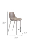 Set of Two 26" Gray And Silver Steel Low Back Counter Height Bar Chairs - Homeroots