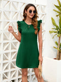 Ruffled Round Neck Mini Dress - Trendsi