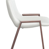 Set of Two 26" White And Brown Steel Low Back Counter Height Bar Chairs - Homeroots