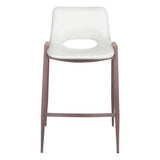 Set of Two 26" White And Brown Steel Low Back Counter Height Bar Chairs - Homeroots - Flyclothing LLC