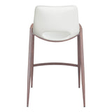Set of Two 26" White And Brown Steel Low Back Counter Height Bar Chairs - Homeroots - Flyclothing LLC