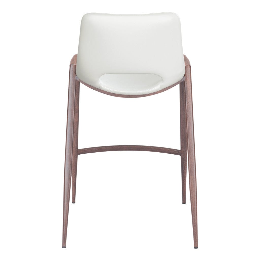 Set of Two 26" White And Brown Steel Low Back Counter Height Bar Chairs - Homeroots - Flyclothing LLC