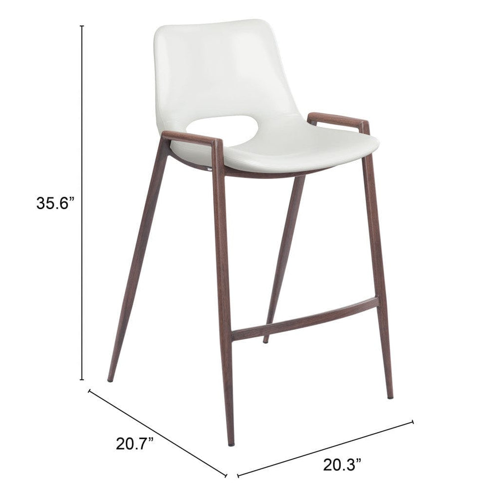 Set of Two 26" White And Brown Steel Low Back Counter Height Bar Chairs - Homeroots - Flyclothing LLC