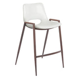 Set of Two 26" White And Brown Steel Low Back Counter Height Bar Chairs - Homeroots - Flyclothing LLC