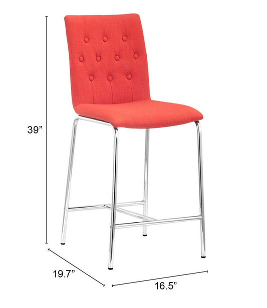 Set of Two 24" Tangerine And Silver Steel Low Back Counter Height Bar Chairs