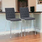 Set of Two 24" Graphite And Silver Steel Low Back Counter Height Bar Chairs - Homeroots