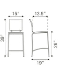 Set of Two 26" Black And Silver Steel Low Back Counter Height Bar Chairs - Homeroots
