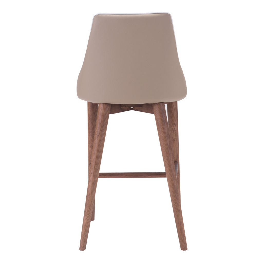 26" Beige And Brown Solid Wood Low Back Counter Height Bar Chair - Homeroots