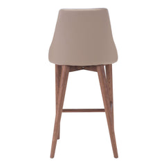 26" Beige And Brown Solid Wood Low Back Counter Height Bar Chair - Homeroots