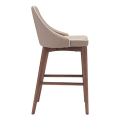 26" Beige And Brown Solid Wood Low Back Counter Height Bar Chair - Homeroots