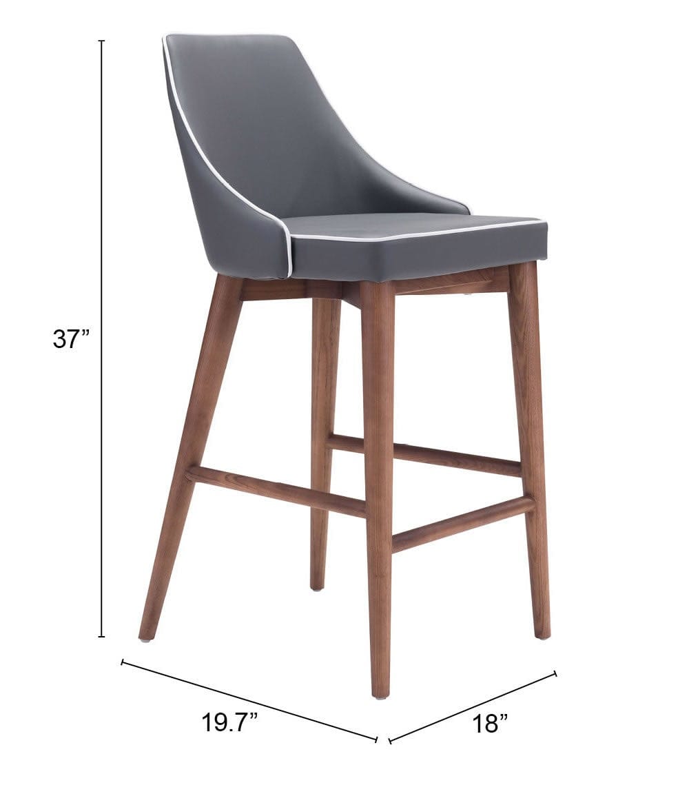 26" Gray And Brown Solid Wood Low Back Counter Height Bar Chair - Homeroots