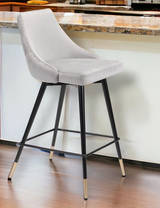 26" Gray And Black Steel Low Back Counter Height Bar Chair - Homeroots