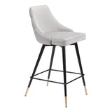 26" Gray And Black Steel Low Back Counter Height Bar Chair - Homeroots