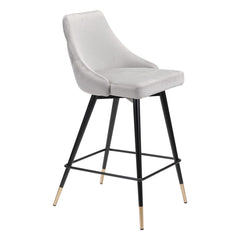 26" Gray And Black Steel Low Back Counter Height Bar Chair - Homeroots