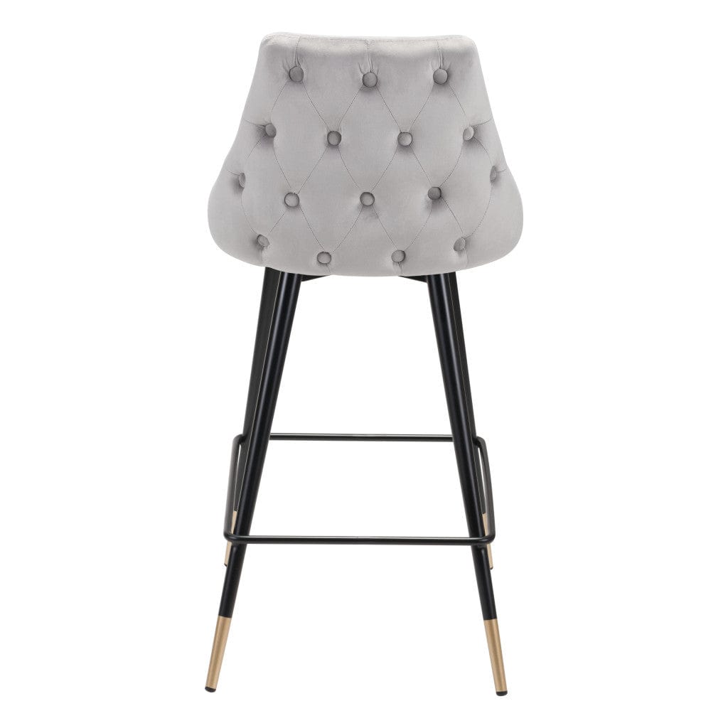 26" Gray And Black Steel Low Back Counter Height Bar Chair - Homeroots