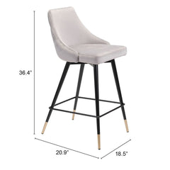 26" Gray And Black Steel Low Back Counter Height Bar Chair - Homeroots
