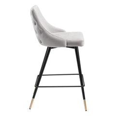 26" Gray And Black Steel Low Back Counter Height Bar Chair - Homeroots