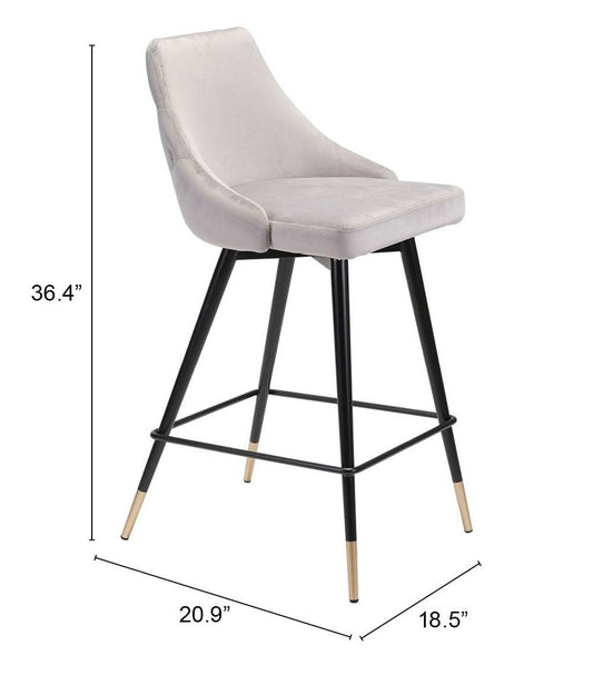 26" Gray And Black Steel Low Back Counter Height Bar Chair - Homeroots
