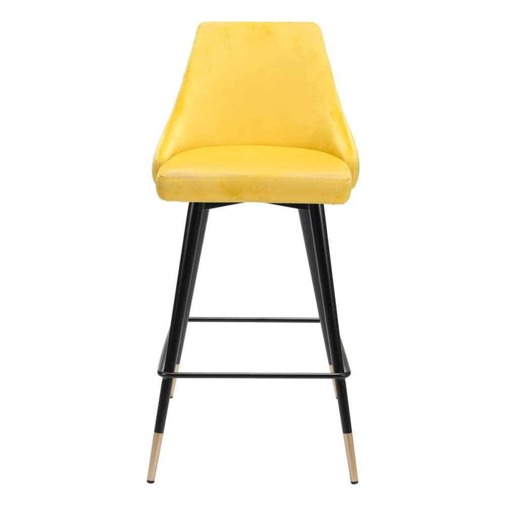 26" Yellow And Black Steel Low Back Counter Height Bar Chair - Homeroots