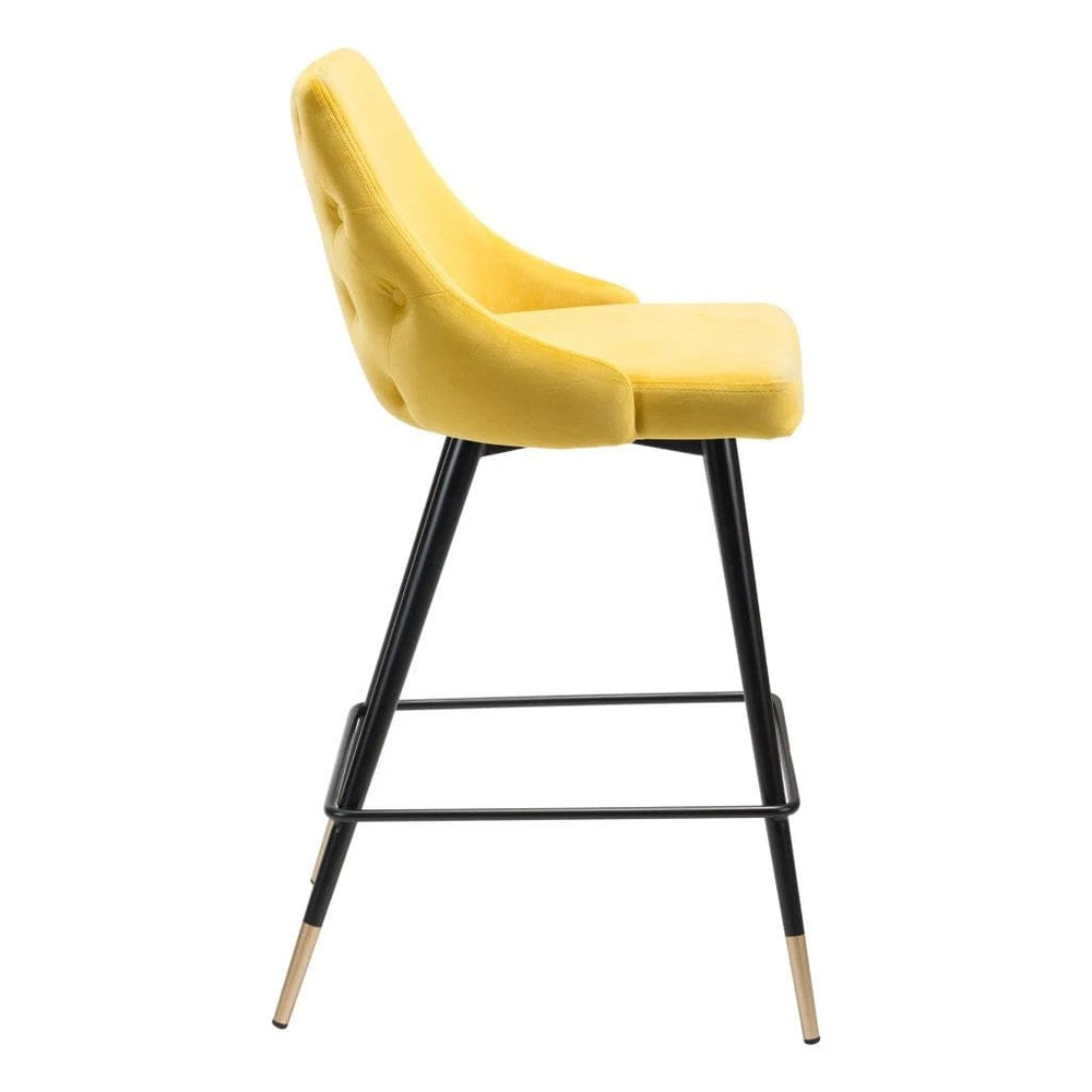 26" Yellow And Black Steel Low Back Counter Height Bar Chair - Homeroots