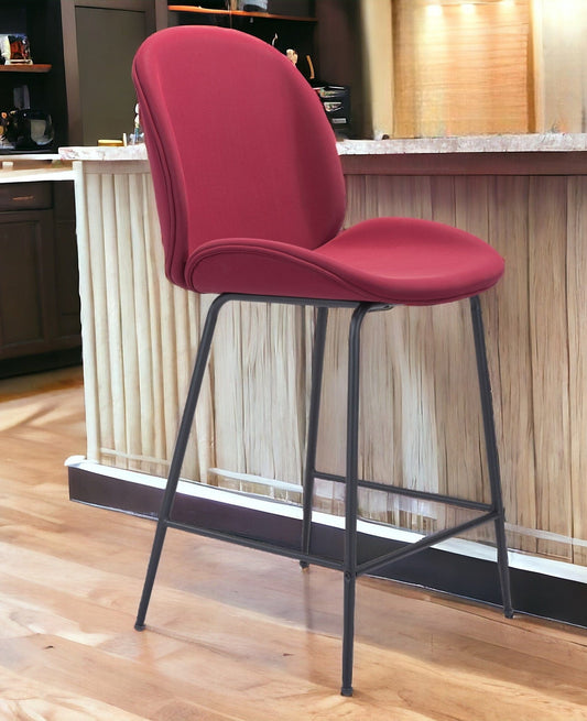 26" Red And Black Steel Low Back Counter Height Bar Chair - Homeroots