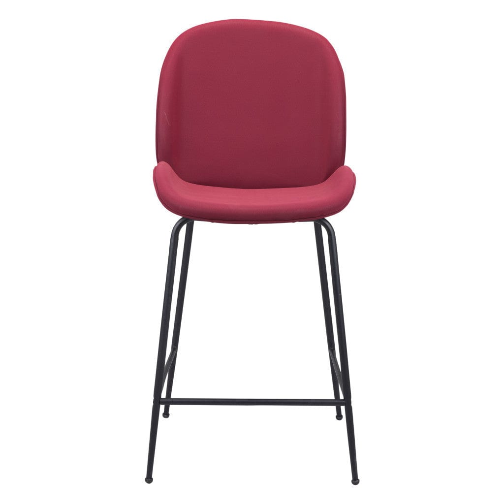 26" Red And Black Steel Low Back Counter Height Bar Chair - Homeroots