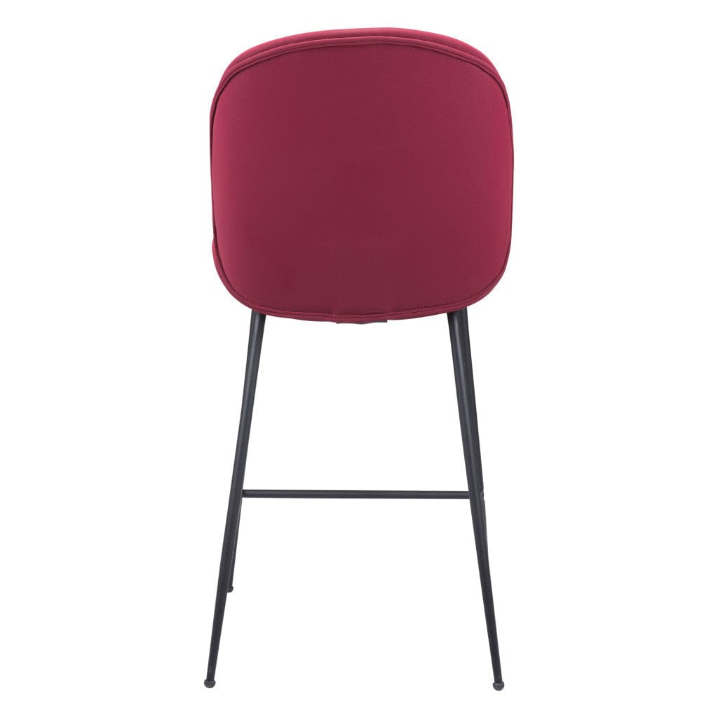 26" Red And Black Steel Low Back Counter Height Bar Chair - Homeroots