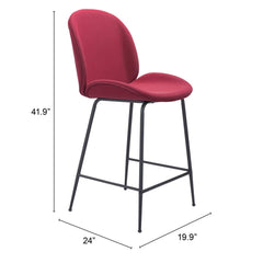 26" Red And Black Steel Low Back Counter Height Bar Chair - Homeroots