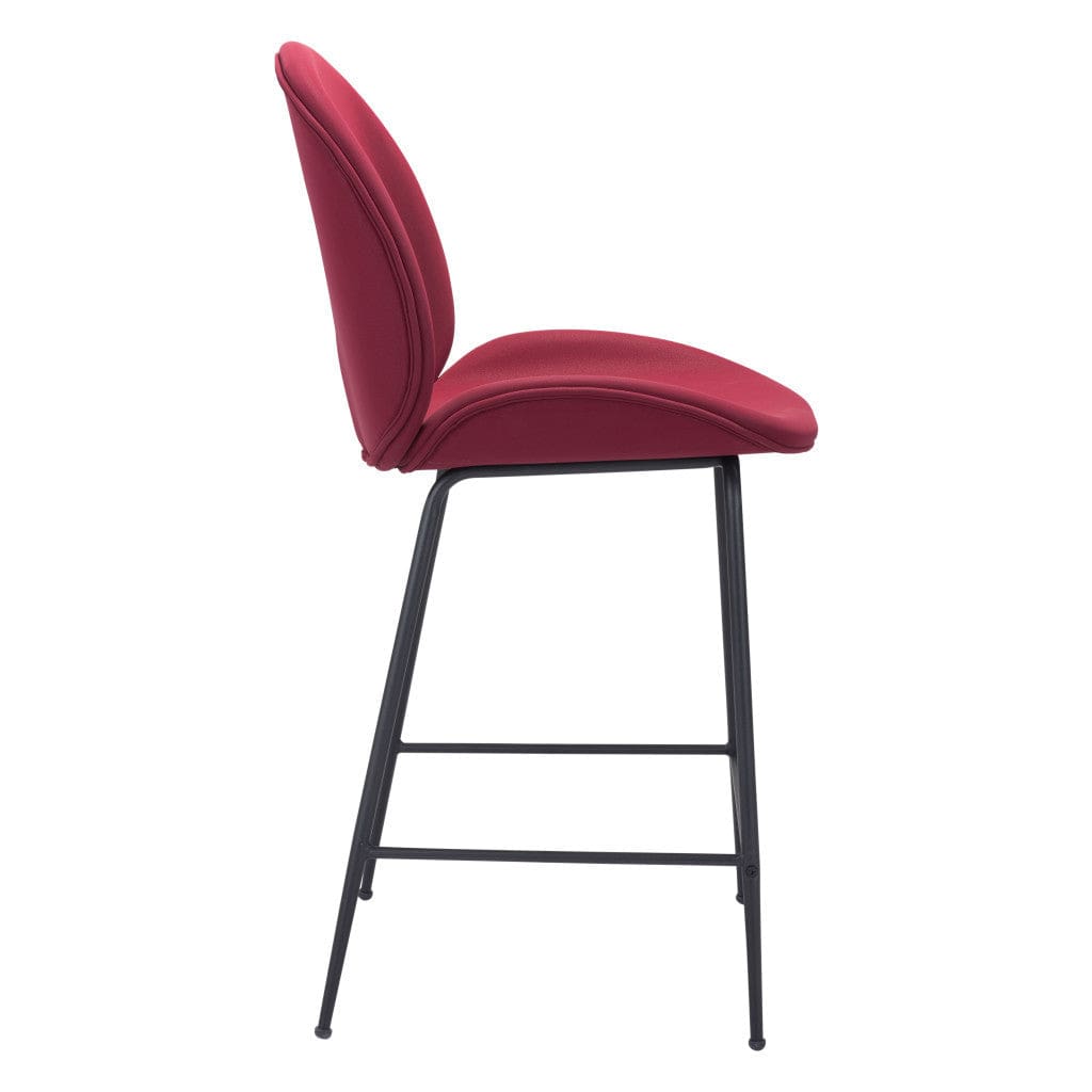 26" Red And Black Steel Low Back Counter Height Bar Chair - Homeroots
