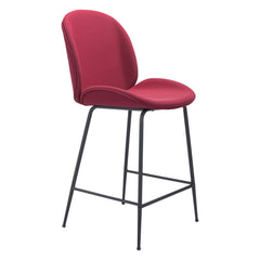 26" Red And Black Steel Low Back Counter Height Bar Chair - Homeroots