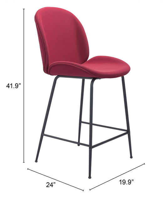 26" Red And Black Steel Low Back Counter Height Bar Chair - Homeroots