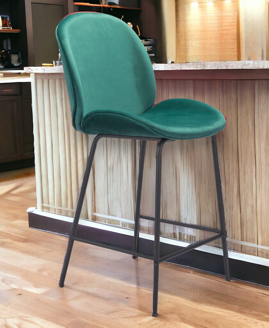 26" Green And Black Steel Low Back Counter Height Bar Chair - Homeroots