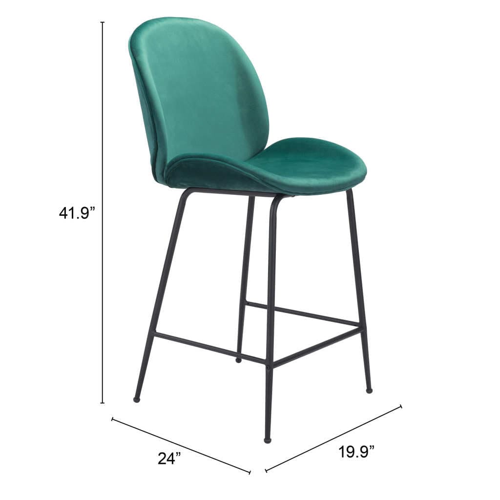 26" Green And Black Steel Low Back Counter Height Bar Chair - Homeroots