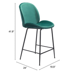 26" Green And Black Steel Low Back Counter Height Bar Chair - Homeroots