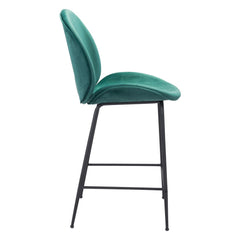 26" Green And Black Steel Low Back Counter Height Bar Chair - Homeroots