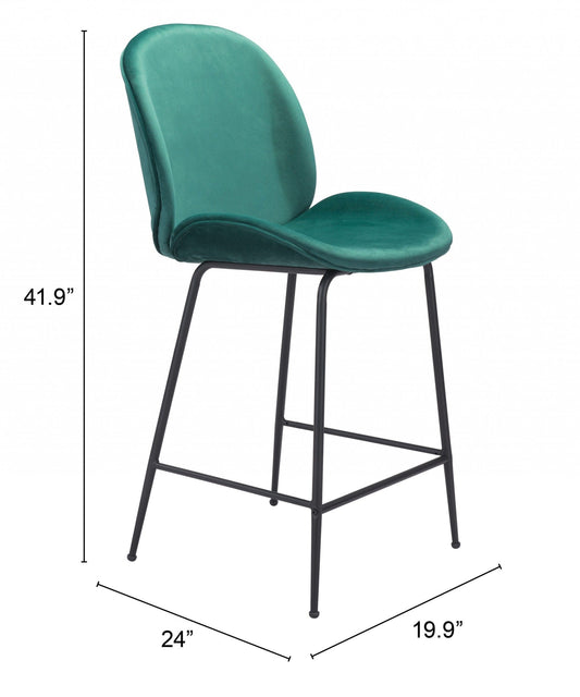 26" Green And Black Steel Low Back Counter Height Bar Chair - Homeroots